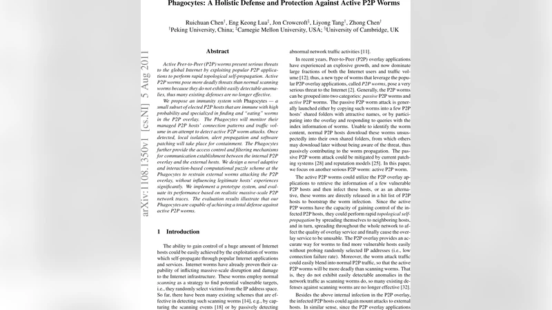 Phagocytes: A Holistic Defense and Protection Against Active P2P Worms