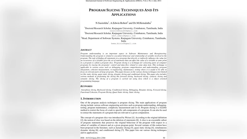 Program slicing techniques and its applications