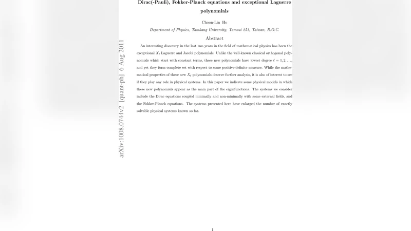 Dirac(-Pauli), Fokker-Planck equations and exceptional Laguerre   polynomials