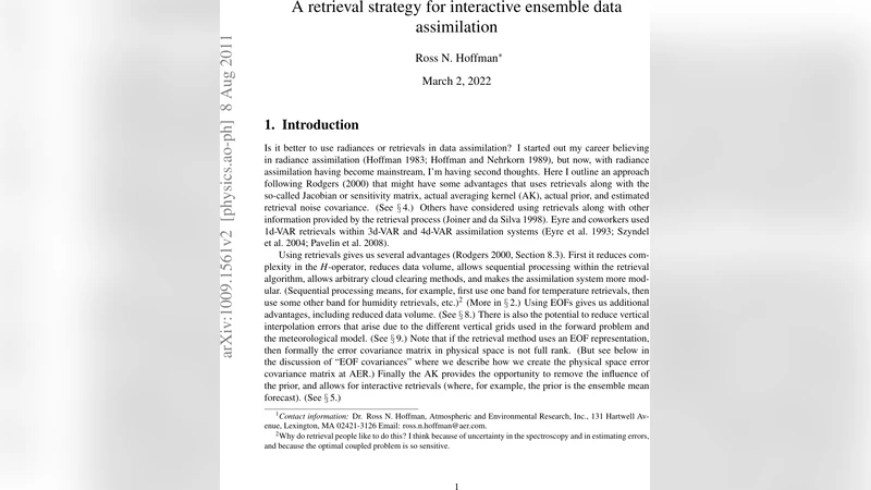 A retrieval strategy for interactive ensemble data assimilation