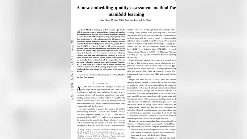 A new embedding quality assessment method for manifold learning