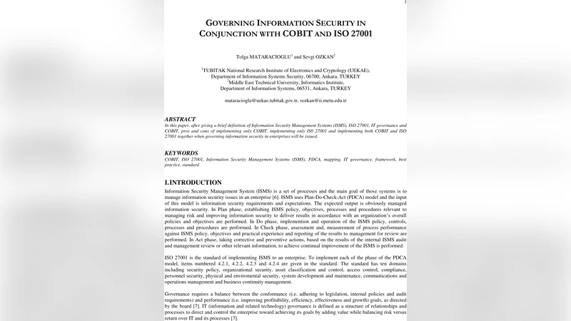 Governing Information Security in Conjunction with COBIT and ISO 27001