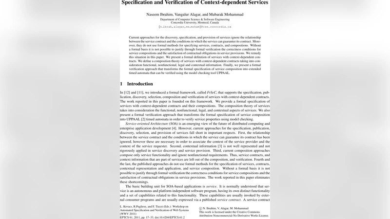 Specification and Verification of Context-dependent Services