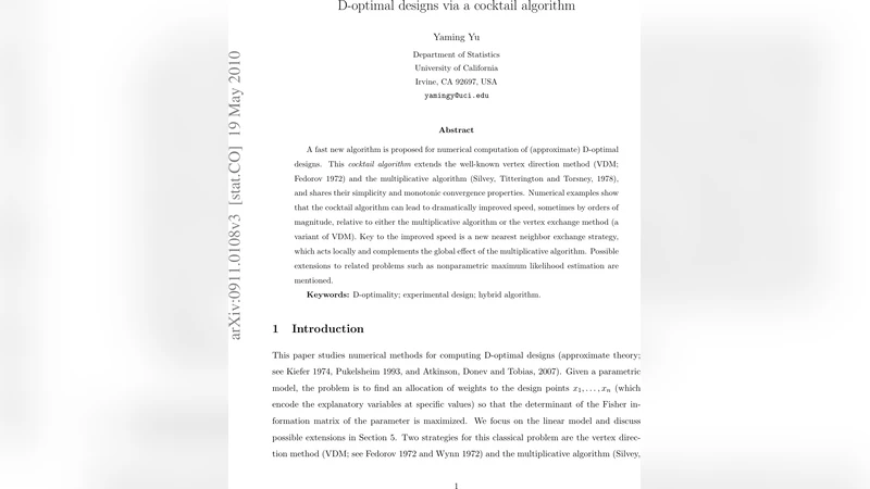 D-optimal designs via a cocktail algorithm