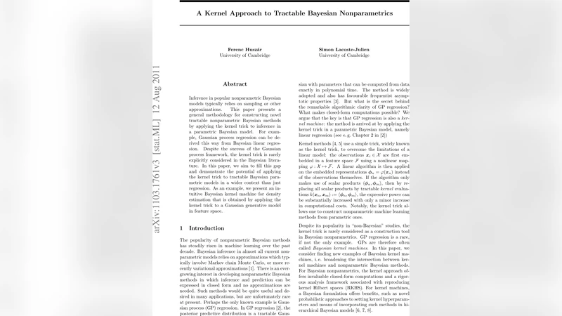 A Kernel Approach to Tractable Bayesian Nonparametrics