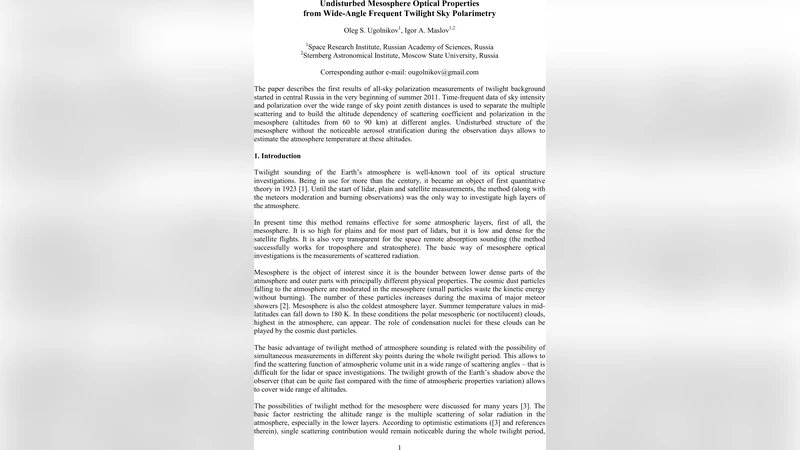 Undisturbed Mesosphere Optical Properties from Wide-Angle Frequent   Twilight Sky Polarimetry