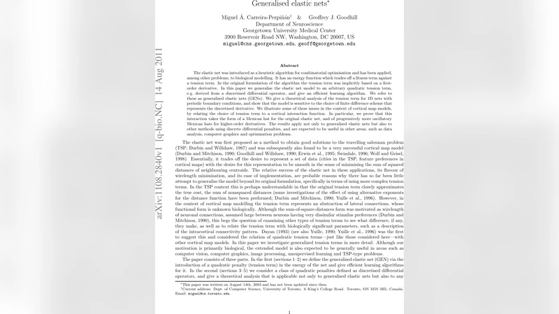 Generalised elastic nets