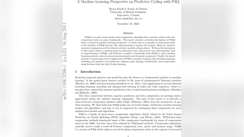 A Machine Learning Perspective on Predictive Coding with PAQ