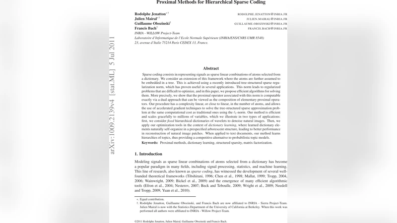 Proximal Methods for Hierarchical Sparse Coding