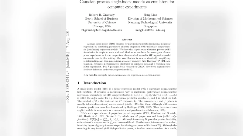 Gaussian process single-index models as emulators for computer   experiments