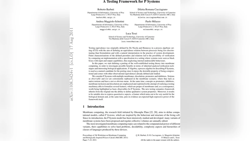 A Testing Framework for P Systems