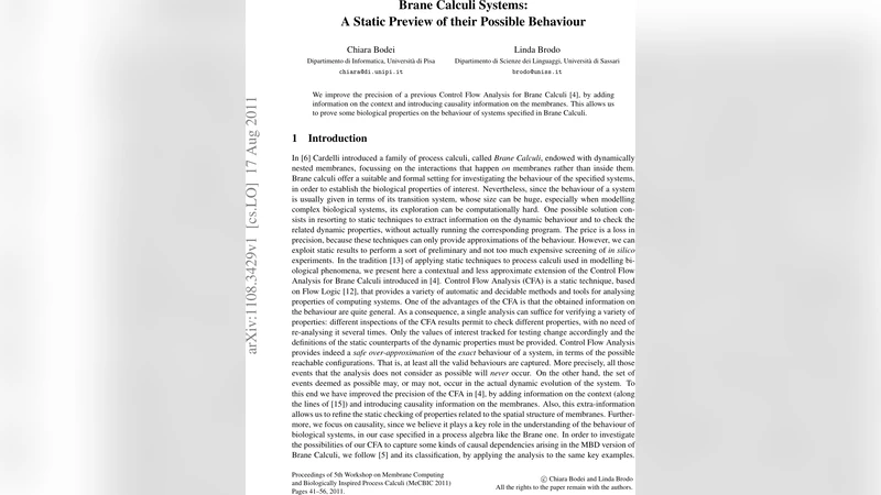 Brane Calculi Systems: A Static Preview of their Possible Behaviour