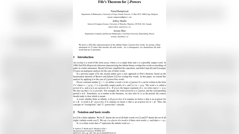 Fifes Theorem for (7/3)-Powers