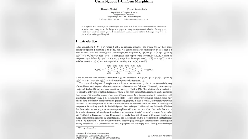 Unambiguous 1-Uniform Morphisms