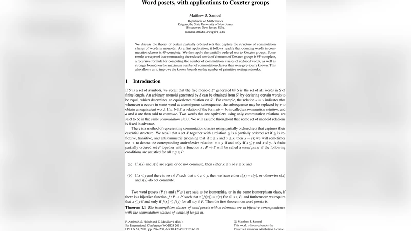 Word posets, with applications to Coxeter groups