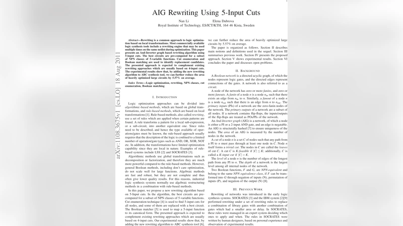 AIG Rewriting Using 5-Input Cuts