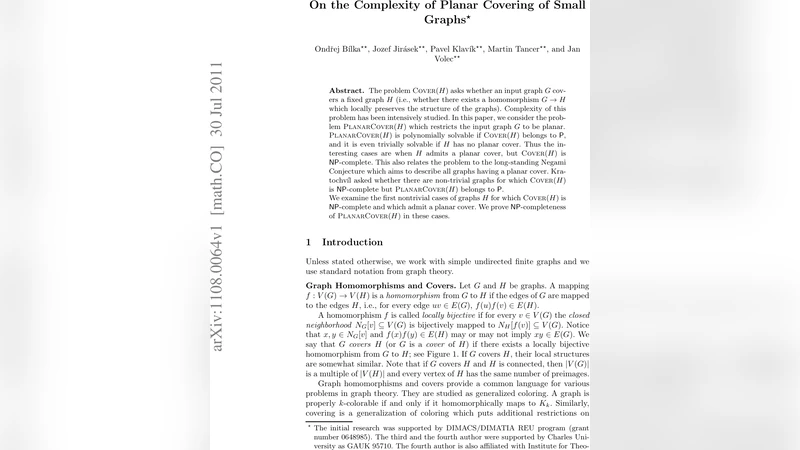 On the Complexity of Planar Covering of Small Graphs