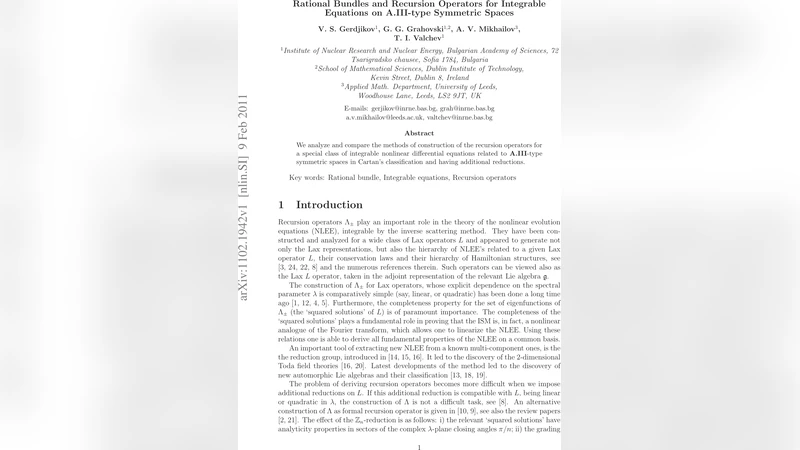 Rational Bundles and Recursion Operators for Integrable Equations on   A.III-type Symmetric Spaces