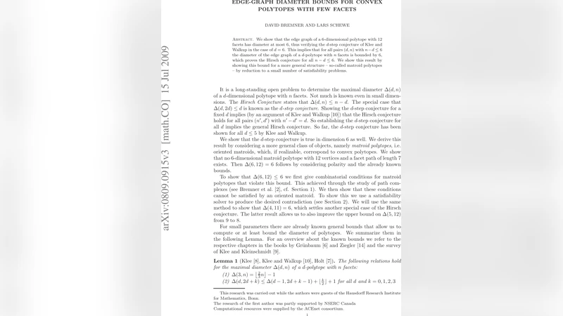 Edge-Graph Diameter Bounds for Convex Polytopes with Few Facets