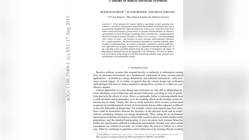 A theory of robust software synthesis