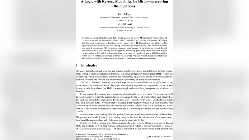 A Logic with Reverse Modalities for History-preserving Bisimulations