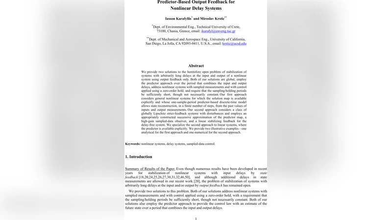 Predictor-Based Output Feedback for Nonlinear Delay Systems