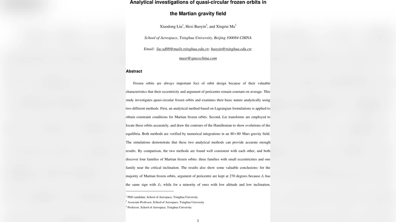 Analytical investigations of quasi-circular frozen orbits in the Martian   gravity field