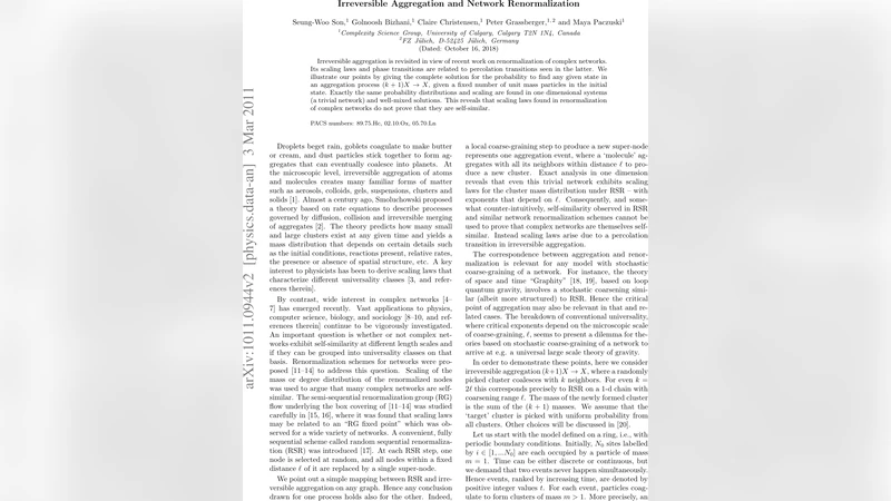 Irreversible Aggregation and Network Renormalization