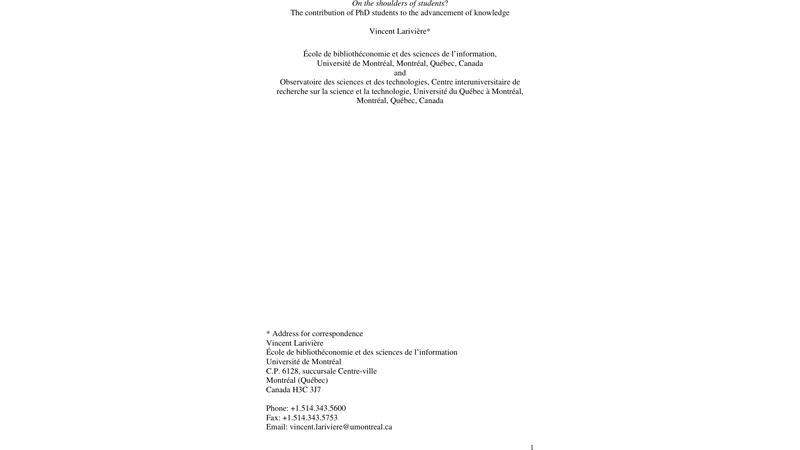 On the shoulders of students? The contribution of PhD students to the   advancement of knowledge