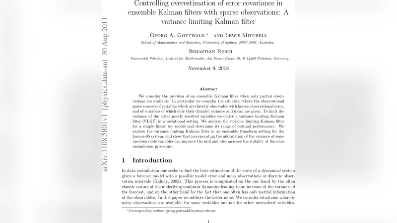 Controlling overestimation of error covariance in ensemble Kalman   filters with sparse observations: A variance limiting Kalman filter