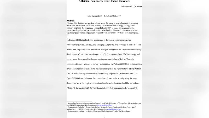 A Rejoinder on Energy versus Impact Indicators