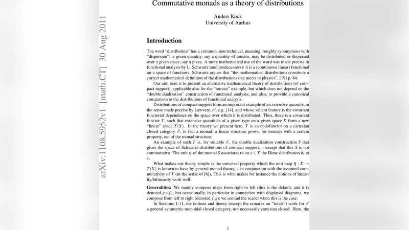 Commutative monads as a theory of distributions