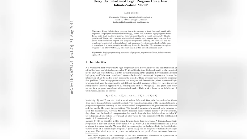 Every Formula-Based Logic Program Has a Least Infinite-Valued Model