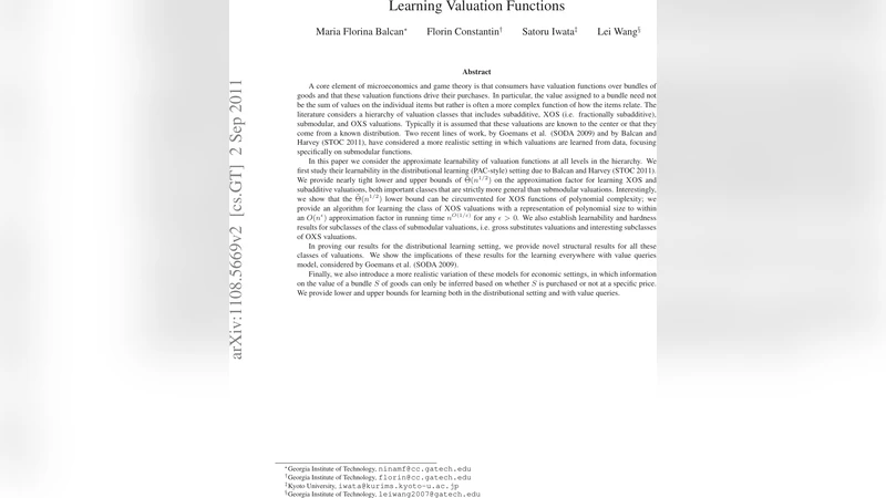 Learning Valuation Functions