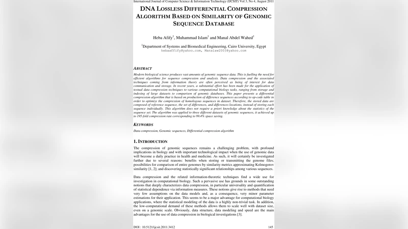 DNA Lossless Differential Compression Algorithm based on Similarity of   Genomic Sequence Database