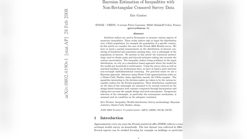 Bayesian Estimation of Inequalities with Non-Rectangular Censored Survey   Data