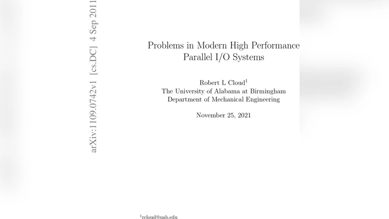 Problems in Modern High Performance Parallel I/O Systems