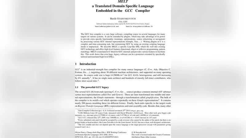 MELT - a Translated Domain Specific Language Embedded in the GCC   Compiler