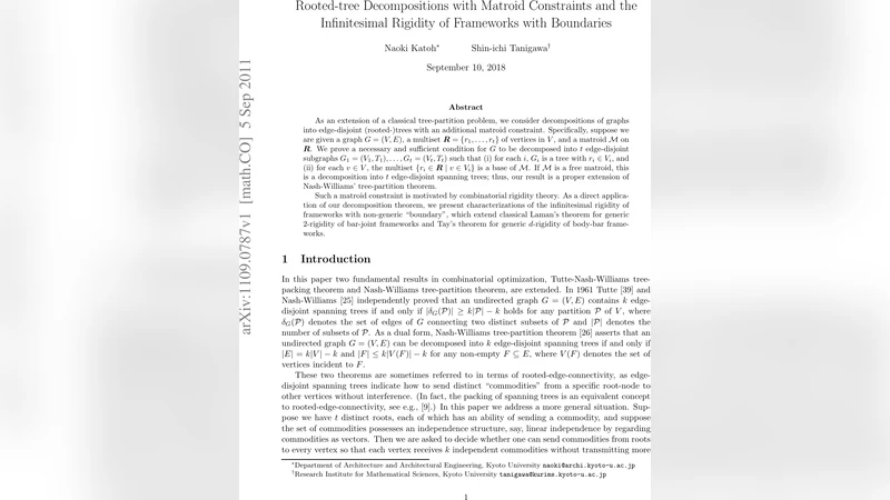 Rooted-tree Decompositions with Matroid Constraints and the   Infinitesimal Rigidity of Frameworks with Boundaries