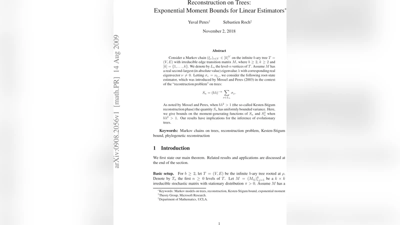 Reconstruction on Trees: Exponential Moment Bounds for Linear Estimators
