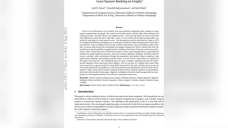 Least Squares Ranking on Graphs