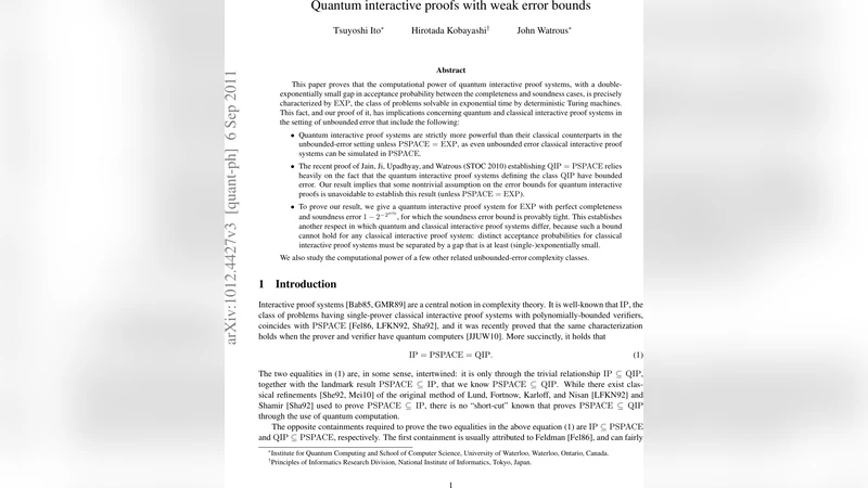 Quantum interactive proofs with weak error bounds