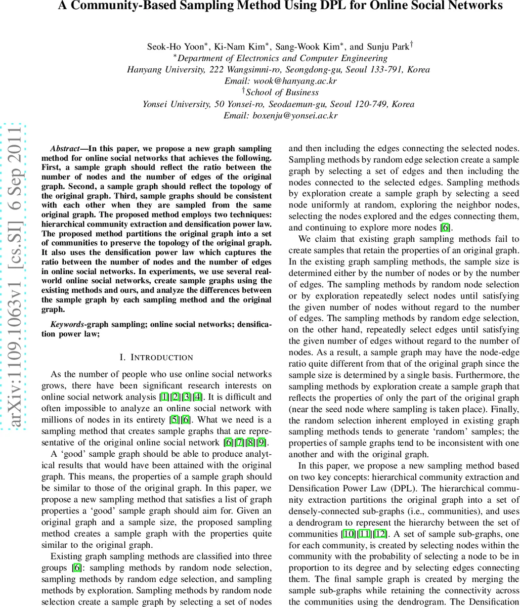 A Community-Based Sampling Method Using DPL for Online Social Network
