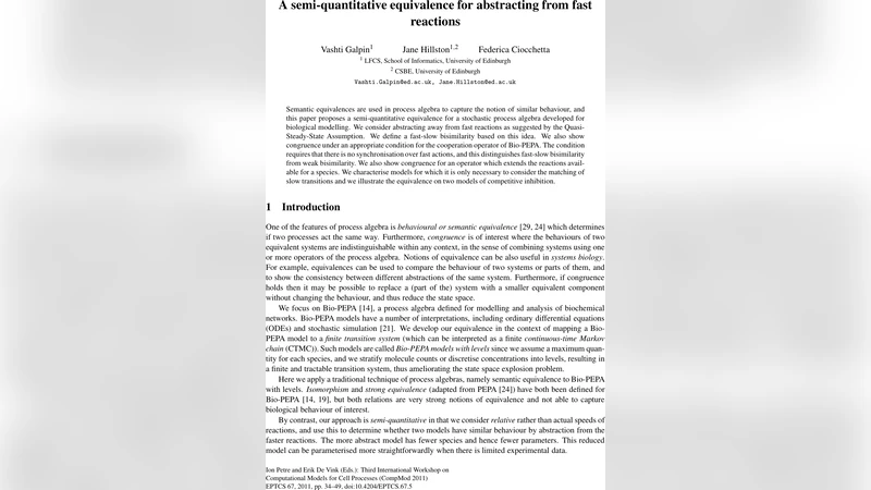 A semi-quantitative equivalence for abstracting from fast reactions