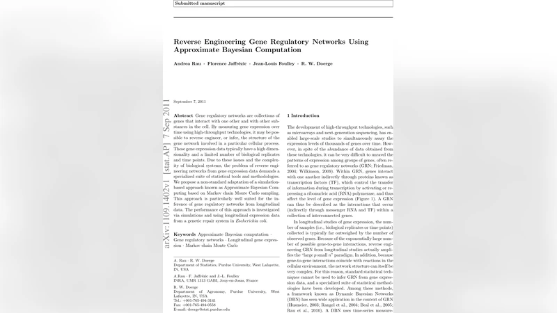 Reverse engineering gene regulatory networks using approximate Bayesian   computation