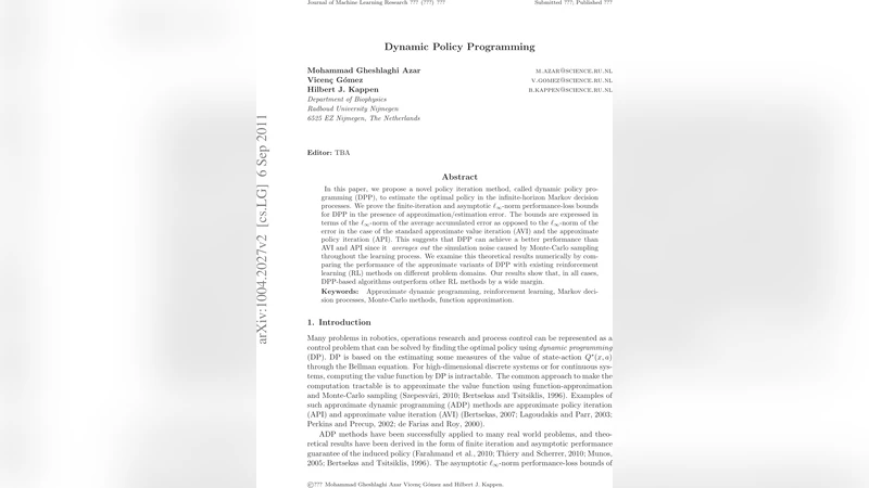 Dynamic Policy Programming