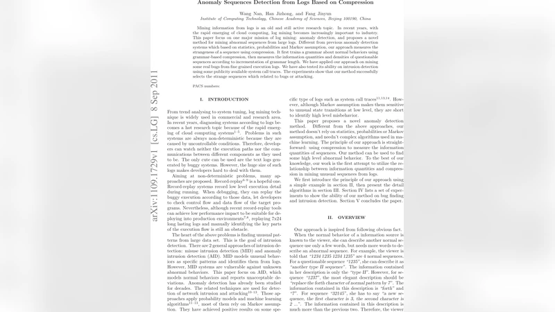 Anomaly Sequences Detection from Logs Based on Compression