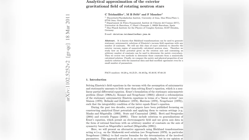 Analytical approximation of the exterior gravitational field of rotating   neutron stars