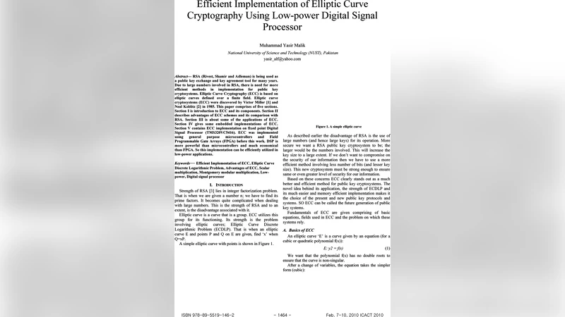 Efficient Implementation of Elliptic Curve Cryptography Using Low-power   Digital Signal Processor