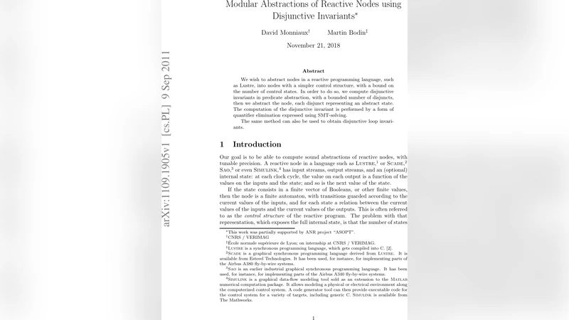 Modular Abstractions of Reactive Nodes using Disjunctive Invariants